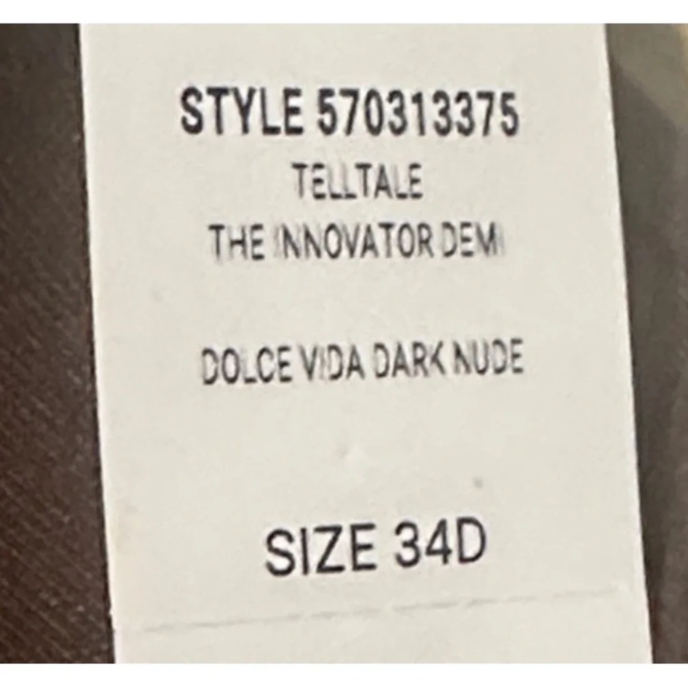 Telltale The Innovator Demi Bra 34D Dolce Vida Dark Nude Brown Underwire New‎